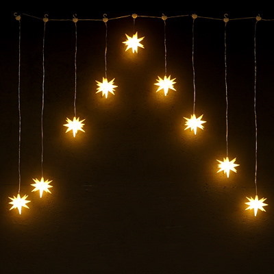 Kurtyna 9LED Z Gwiazdami 3D, 120x100cm, Kolor Światła Ciepły - Biały