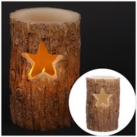 Świeca LED z wosku 12,5x7,6x7,6cm brąz, kolor światła ciepły biały