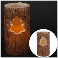 Świeca LED z wosku 15x7,6x7,6cm brąz, kolor światła ciepły biały