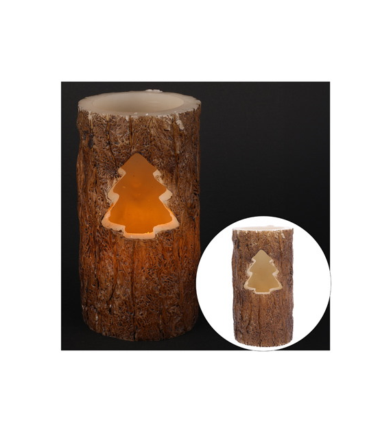 Świeca LED z wosku 15x7,6x7,6cm brąz, kolor światła ciepły biały