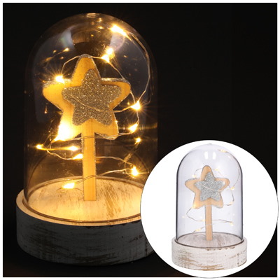 Dekoracja 10LED z gwiazdą 14,5x9,3cm, kolor światła ciepły biały