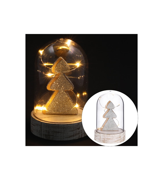 Dekoracja 10LED z choinką 14,5x9,3cm, kolor światła ciepły biały