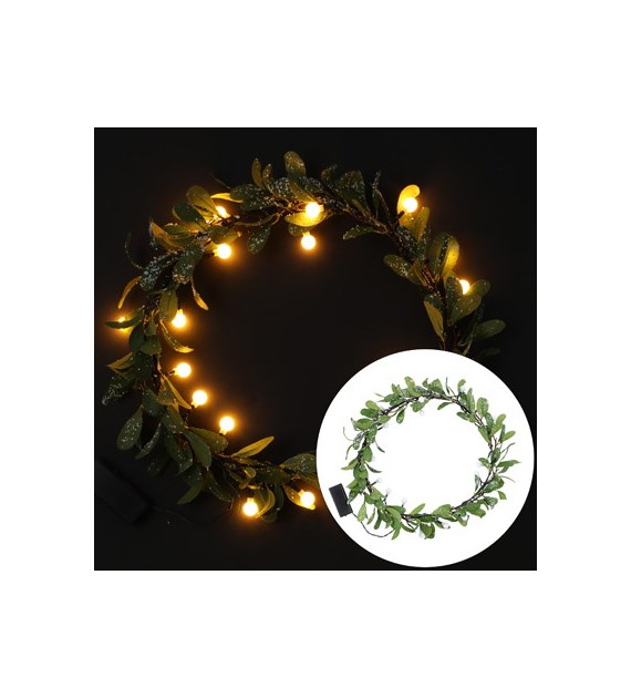 Wieniec świąteczny zielony, 20LED 40cm, kolor światła ciepły biały