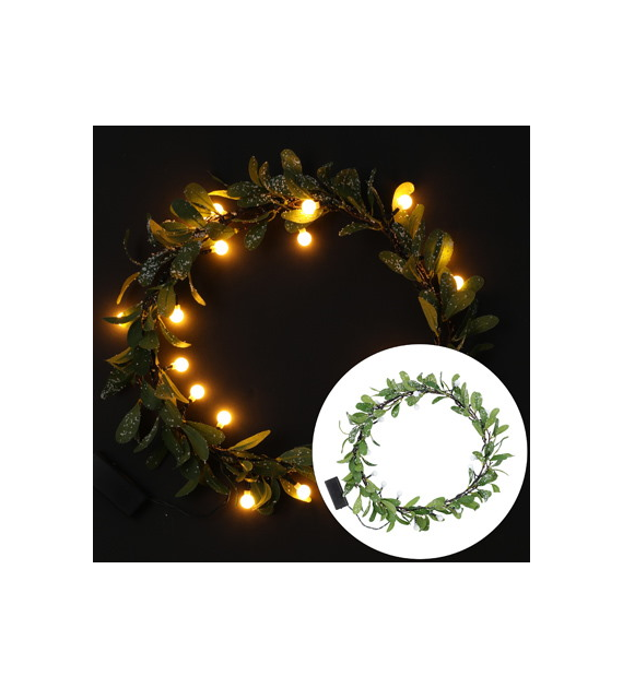 Wieniec świąteczny zielony, 20LED 40cm, kolor światła ciepły biały