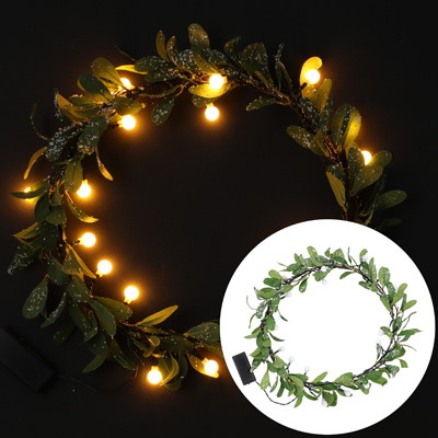 Wieniec świąteczny zielony, 20LED 40cm, kolor światła ciepły biały