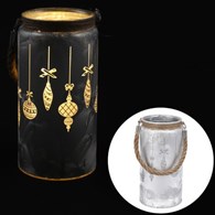 Szklany lampion 10 miniLED biały, 16x9x9cm, kolor światła ciepły biały