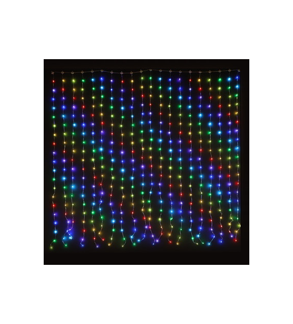 Kurtyna 400LED, 200x200cm, kolor światła RGB,  aplikacja, pilot, zewn.