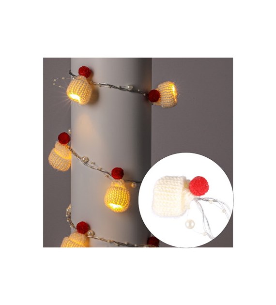 Girlanda 10LED z dekoracją czapeczki , kolor światła ciepły biały