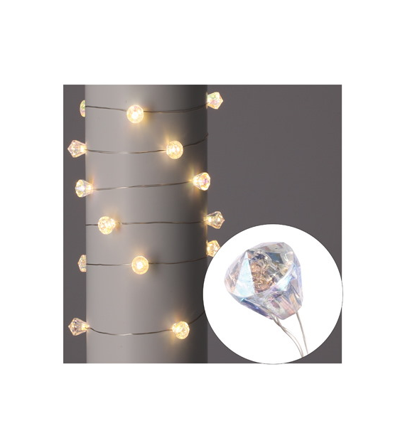 Lampki choinkowe z dekoracją diamenty 20 LED, kolor światła ciepły biały