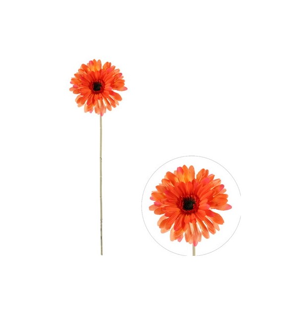Gerbera pojedyncza na gałązce z omszałej jakości, 60cm, pomarańczowy
