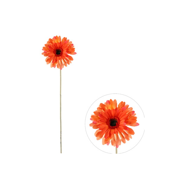 Gerbera pojedyncza na gałązce z omszałej jakości, 60cm, pomarańczowy