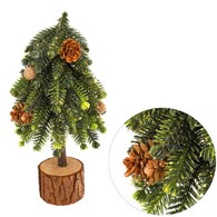 Choinka na pniu z dekoracjami, 24cm, do postawienia