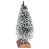Choinka na drewnianej podstawie, 18cm, srebrny, do postawienia