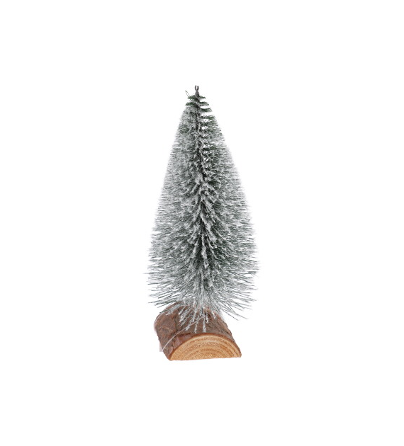 Choinka na drewnianej podstawie, 18cm, srebrny, do postawienia