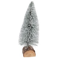 Choinka na drewnianej podstawie, 29cm, srebrny, do postawienia