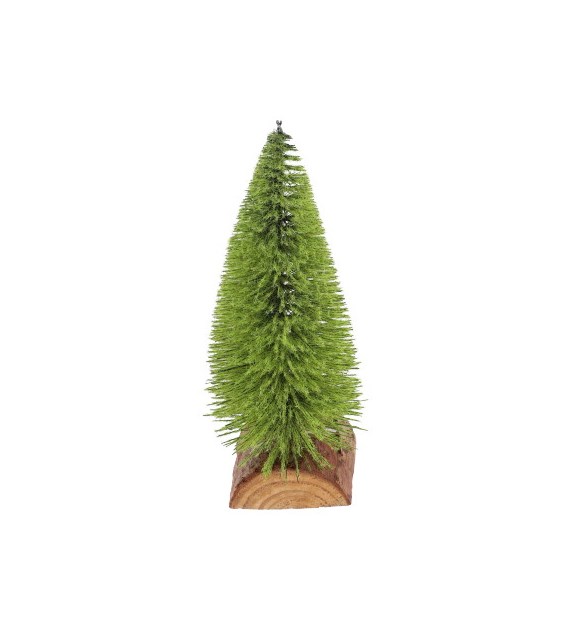 Choinka na drewnianej podstawie, 18cm, zielony, do postawienia