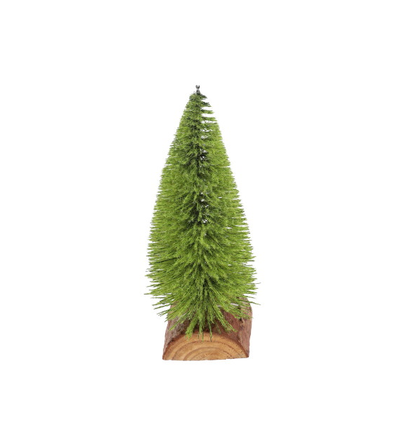 Choinka na drewnianej podstawie, 18cm, zielony, do postawienia