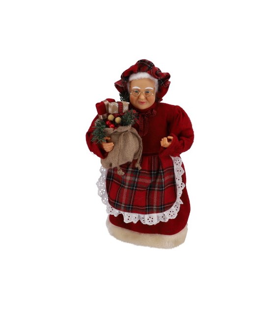Pani Mikołajowa z materiału, 40cm, czerwony, do postawienia