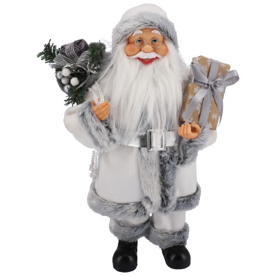 Mikołaj Z Materiału, 40 cm, Biały, Do Postawienia