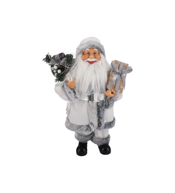 Mikołaj z materiału, 40 cm, biały, do postawienia