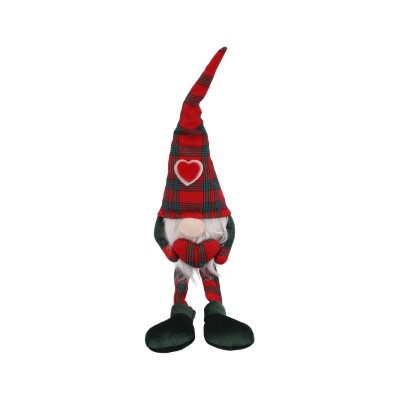 Skrzat z materiału ze zwisającymi nogami, 42cm, czerwony, zielony