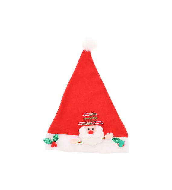 Czapka Mikołaja z dekoracją - Mikołaj 25x31cm - dziecięca