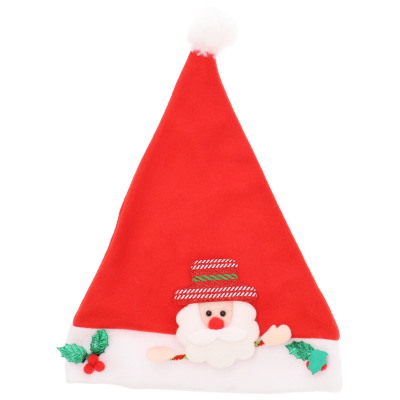 Czapka Mikołaja z dekoracją - Mikołaj 25x31cm - dziecięca