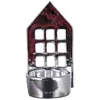 Domek z ceramiki, na tealight, 11,4cm, srebrny, do postawienia