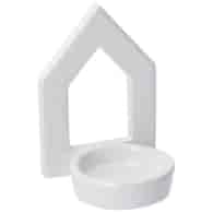 Domek z ceramiki na tealight, 9cm, biały, do postawienia