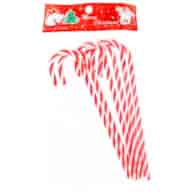 Zawieszka z plastiku laska cukrowa 14,5cm 6szt, biały, czerwony