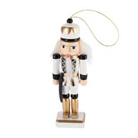Zawieszka z drewna dziadek do orzechów, biały, czarny, 12,5cm