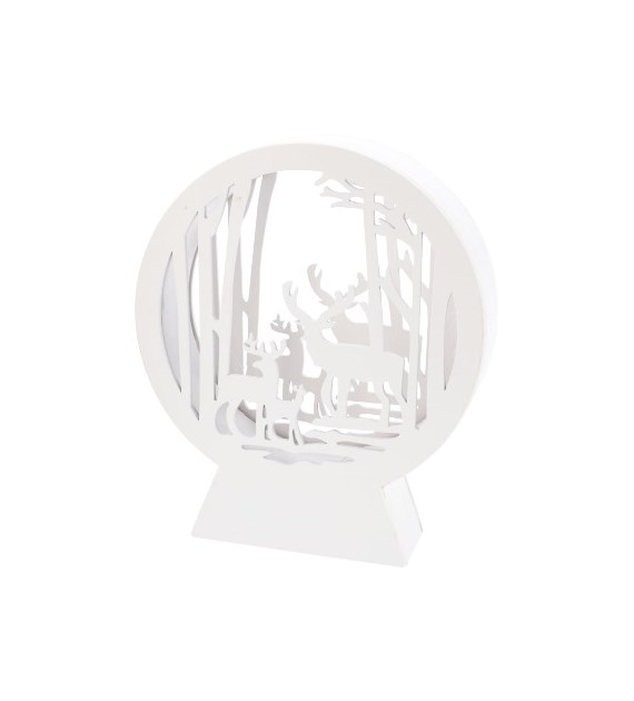 Dekoracja drewniana z oświetleniem LED, 17cm, biały