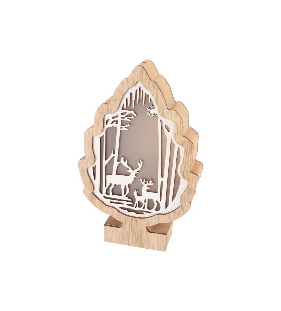 Dekoracja drewniana z oświetleniem LED, 23cm, naturalny