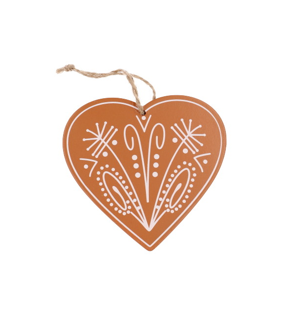 Zawieszka z drewna serce, 10cm, brązowy, do powieszenia