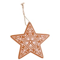 Zawieszka z drewna gwiazdka, 10cm, brązowy, do powieszenia