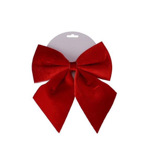 Kokarda dekoracyjna welurowa, czerwony, 20x24cm