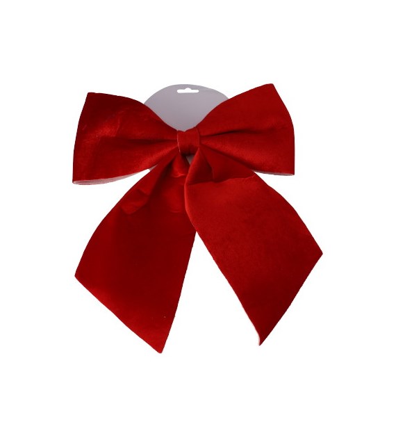 Kokarda dekoracyjna welurowa, czerwony, 28x34cm