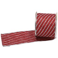 Wstążka brokatowa 6,3cm x 270cm czerwony srebrny