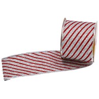Wstążka brokatowa 6,3cm x 270cm czerwony srebrny
