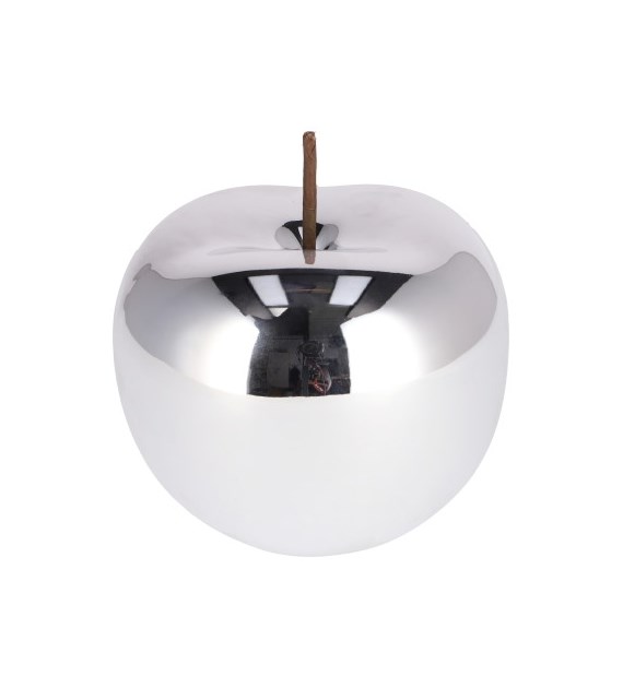 Dekoracja z ceramiki, jabłko, srebrny, 12cm, do postawienia