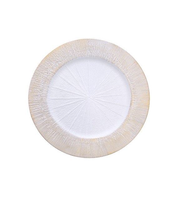 Podtalerz PE z dekoracyjnym tłoczeniem, biały, złoty, 33cm