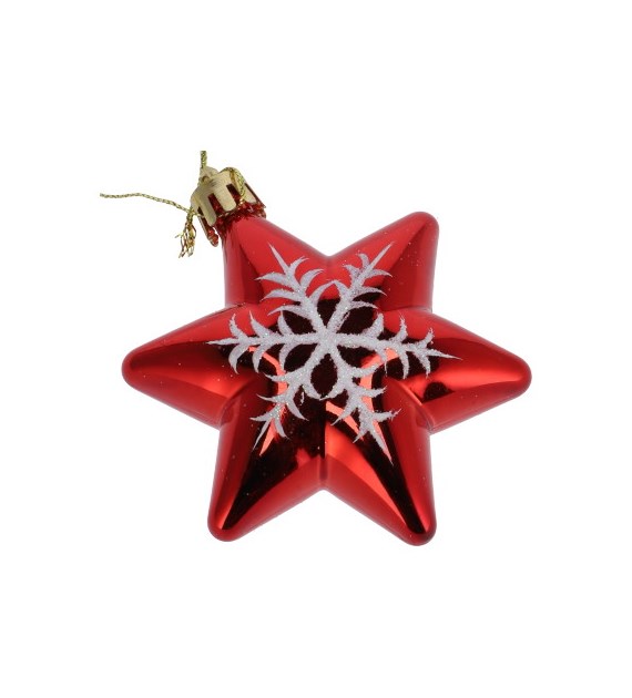 Bombki plastikowe gwiazdki, 7cm/6szt, czerwony