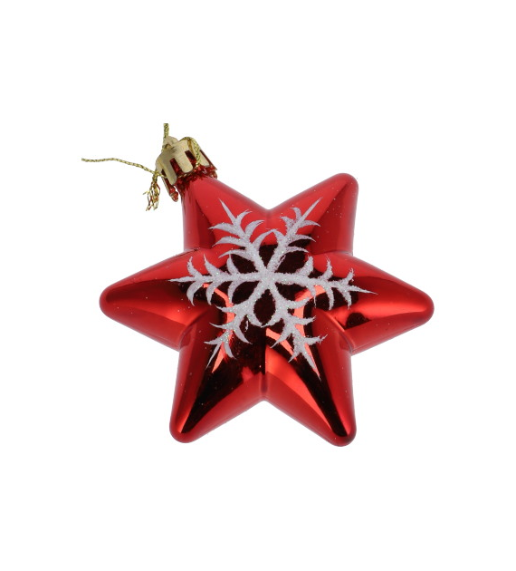 Bombki plastikowe gwiazdki, 7cm/6szt, czerwony