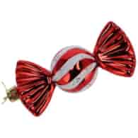 Bombki plastikowe cukierki,  10cm/6szt, czerwony