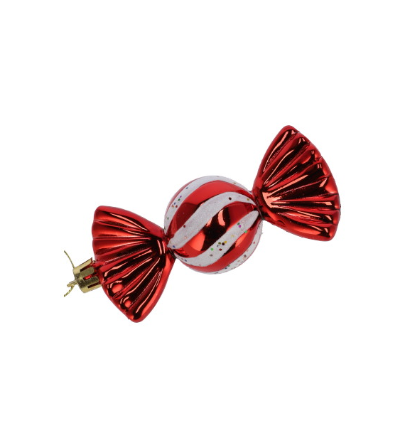 Bombki plastikowe cukierki,  10cm/6szt, czerwony