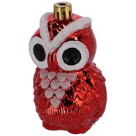 Bombki plastikowe sowa, 9cm/6szt, czerwony