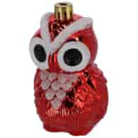 Bombki plastikowe sowa, 9cm/6szt, czerwony