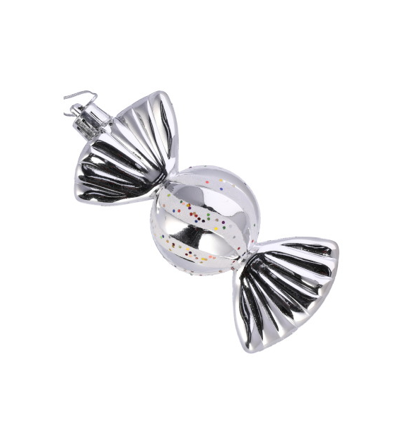 Bombki plastikowe cukierki, 10cm/6szt, srebrny