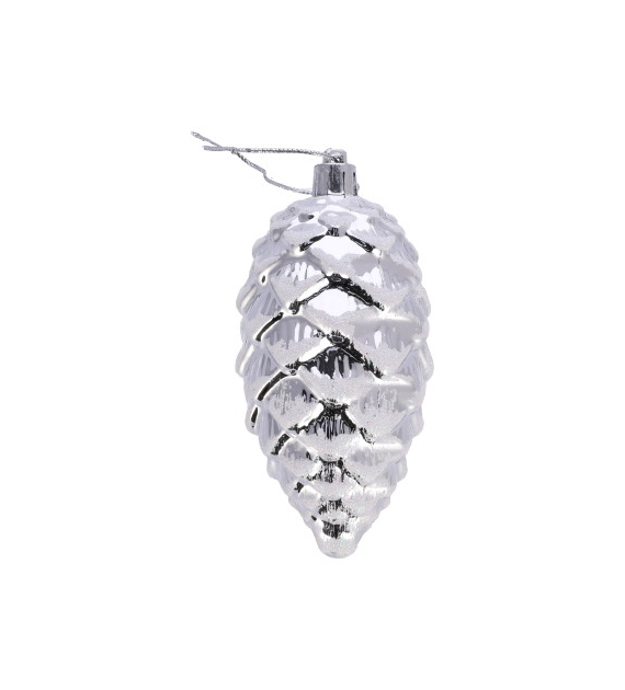 Bombki plastikowe szyszka, 11cm/3szt, srebrny