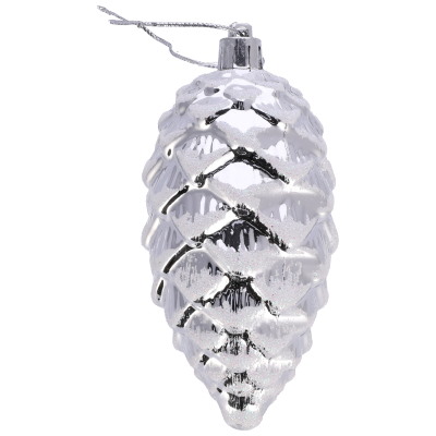 Bombki plastikowe szyszka, 11cm/3szt, srebrny